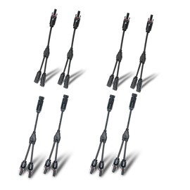 ELFCULB 4Pair Solar Panel Connector, 1 FT Solar Connectors Y Branch Parallel Adapter Cable Solar Cable, 1 Male to 2 Female(M/FF) and 1 Female to 2 Male(F/MM) Solar Panel Cables and Connectors 1500V