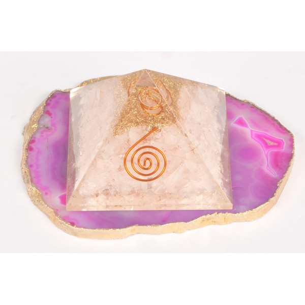 Wholesalegemshop Energy Generator Rose Quartz Orgone Pyramid EMF Protection Healing