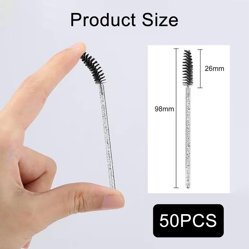 SHUBEIEUMI 50 Pcs Disposable Eyelash Brushes, Disposable Mascara Wands, Eyelash