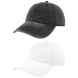 KFQHBQ Washed Cotton Unstructured Baseball Cap for Men Women Retro Classic Gift Golf Dad Hats Black/White