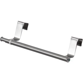 Basicwise Extendable Over-the-Cabinet Door Towel Bar Adjustable Hanging Metal Rack & Holder for Kitchen Bathroom & Laundry Room Space-Saving No-Drill Design for Dish Hand and Washcloths, Chrome Finish