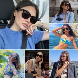 Fozono Large Square Sunglasses Trendy Polarized Sunglasses for Women Men Classic Retro Style UV400 Protection Pink