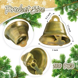 100 Pieces Vintage Bells Craft Bells Small Hanging Bells Ornaments for Wind Chimes Housebreaking Making Dog Potty Training Doorbell Wedding Decor (Bronze)