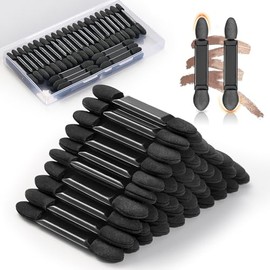 MORGLES 50 Pzas Aplicadores de Sombra de Ojos de Doble Punta Palos Con Organizador, Aplicadores de Maquillaje Desechables, Punta de Esponja Cepillo de Sombra de Ojos A Granel.