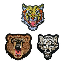 Zcketo 3 Set The Roaring Bengal Tiger/Bear/Wolf Embroidered Patch Hook and Loop Embroidery Armband Airsoft Sew on Tiger Badge Emblem Applique for Clothes Clothing Jacket Jeans Unifrom