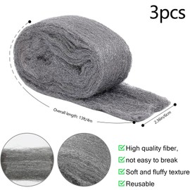 AMSGANK 3 Rollen Stahlwolle, 12m Stahlwolle 0000 Gegen Mäuse für Reinigen und Polieren, Steel Wire Wool für Löcher und Wand Risse von Haus, Garage, Garten