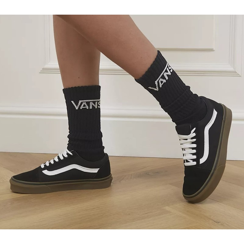 Vans, Classic Crew Socks. 3 Pair Pack - Black, Large