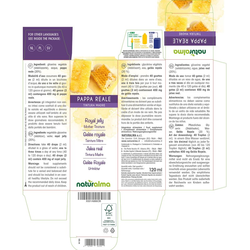 Royal Jelly Alcohol-Free Mother Tincture Naturalma | Liquid Extract Drops