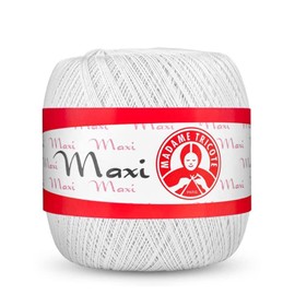 Maxi Madame Tricote Paris 100% Mercerized Cotton Yarn for Crochet and Knitting. NE 10/3 Nm 17/3 Suitable for All Crochet Techniques- Color Number 1000 Size No. 5. Bright White (Pantone 11-0601)
