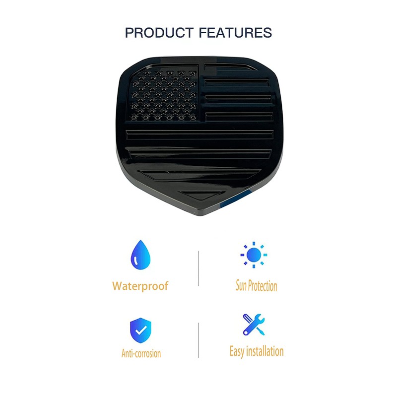 HHLOU Glossy Black American Flag Emblem Fits for RAM Front
