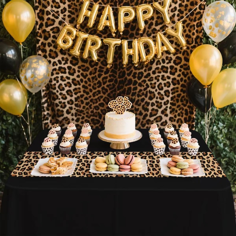 4 Pcs Leopard Print Party Tablecloth Decorations, Waterproof Rectangle Safari
