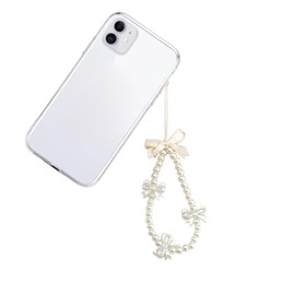 Hyclam Cute Phone Charm Strap Aesthetic Phone Chain Pearls Beads Phone Pendant Bowknot Phone Jewelry Gift for Women and Girls Cute Phone Accessory