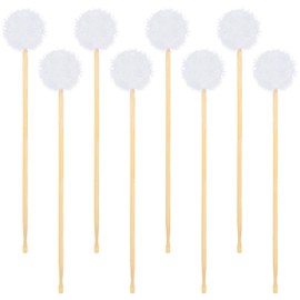 Treela 8 Pcs Bamboo Ear Picker Ear Cleaning Spoon Cute Doll Goose Feather Wood Pick Chinese Scraper Wax Removers Cleaning Tool for Adult(170mm,Classic Style)