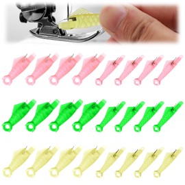 KATIMI 24PCS Fish Mouth Sewing Machine Needle Threaders Hand Sewing, Quick Sewing Machine Needle Threader, Automatic Needle Threader for Mending Clothes DIY Craft (3 Colors, 2 Size)