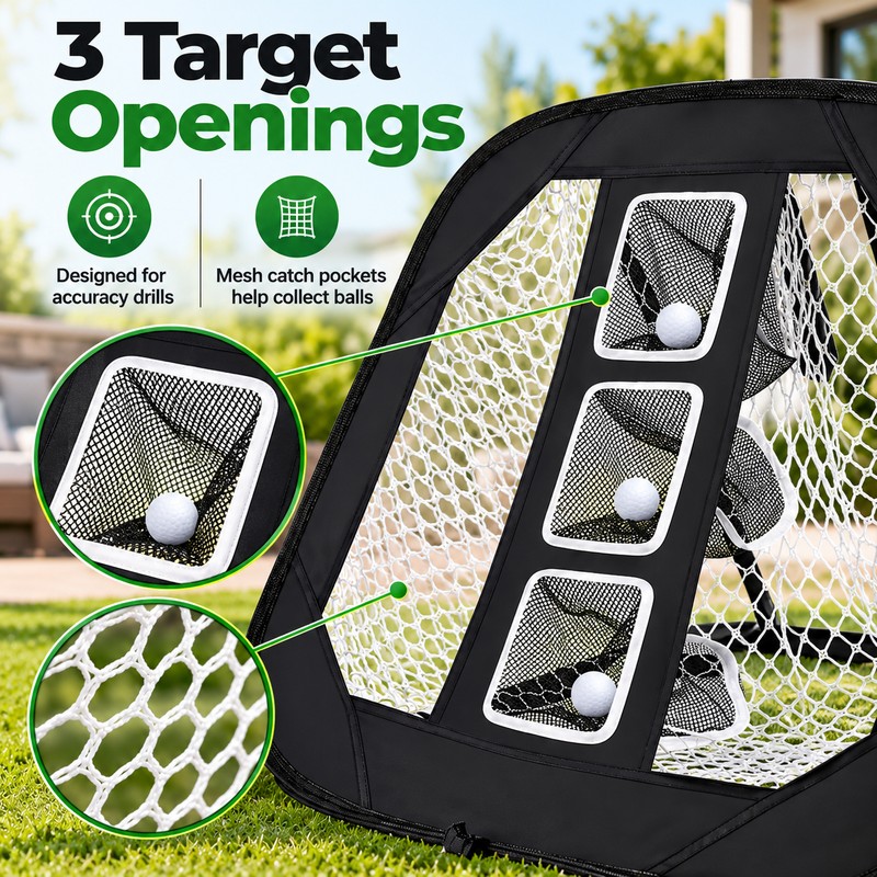Foldable Golf Chipping Net - 3 Target Openings, Portable Pop-Up