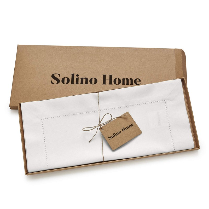 Solino Home Hemstitch Cotton Linen Table Runner – 14 x