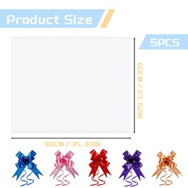 ARTGUTS Pack of 5 Transparent Cellophane Bags, Extra Large Cellophane Bags with 5 Pull Bows, Gifts, Transparent Gift Film, for Gifts Baskets, Flowers, Wedding (60 x 90 cm)