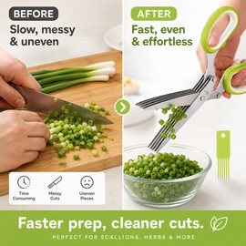 5-Blade Stainless Steel Herb Scissors for Kitchen Food Prep – Multi-Layer Vegetable Cutter for Scallions, Seaweed, Herbs & Garnishes