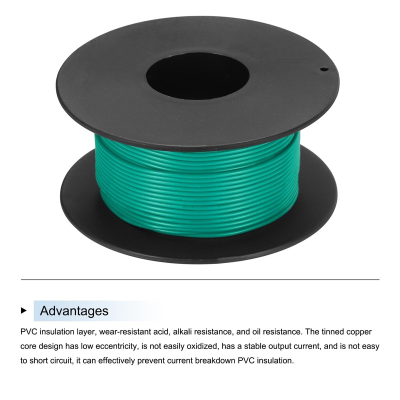 sourcing map 30AWG Stranded PVC Hookup Wire 30M/98ft Green, Electrical