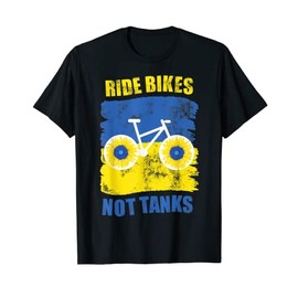 Ride Bikes Not Tanks Sunflower & Bike Lovers Ukraine Flag T-Shirt