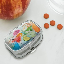 Mixed Drinks Sunshine Summer Fun Happy Hour Tropical Beach Vacation Rectangle Pill Case Trinket Gift Box
