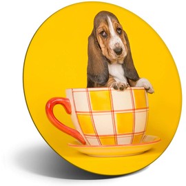 Destination Vinyl ltd Magnet for Refrigerator, Fridge - Cute Puppy Teacup Basset Hound Dog for Office, Cabinet and Whiteboard, Magnetic Stickers, 16254