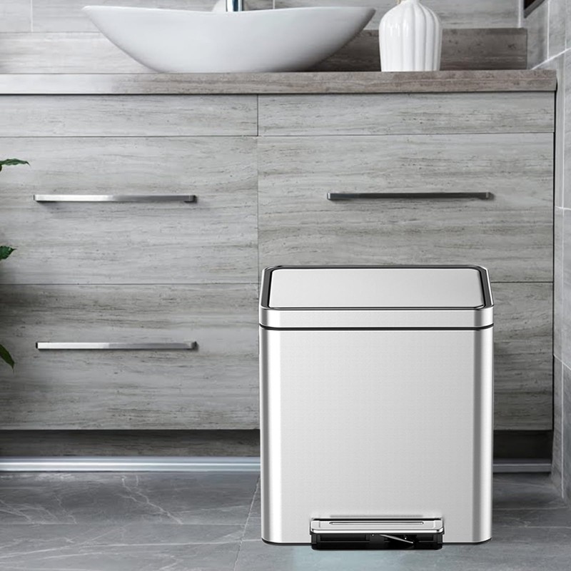 COZONY 10.6 Gallon/40L Dual Trash Can, Stainless Steel Kitchen Waste