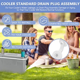 Cooler Drain Plug Replacement Kit, 1" Shaft Length, for Cooler Models: 5227, 5235, 5239, 5240, Replacement Quality Durable Drain Plug Assembly Kit. Cooler Drain Plug Compatible with Coleman Coolers