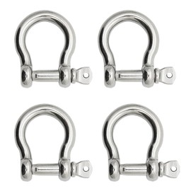 Bow Shackle Reedny 304 Stainless Steel 5/32", 1/4", 5/16",3/8", 1/2", 9/16" Heavy Duty D Ring Shackles Screw Pin Anchor Shackle for Chains Wirerope, Boat, Accessories (1/2'' 4Pcs)