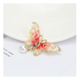 Kaichen Butterfly Pearl Brooch, Jewelry for Women, Girls, Ladies, Exquisite Packaging (Red)