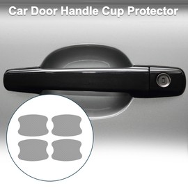 TUCKBOLD Car Magnet Car Door Handle Scratch Protector 73x95mm Anti-Scratches| Door Handle Protective Film Carbon Fiber Silver Tone 4 Pcs