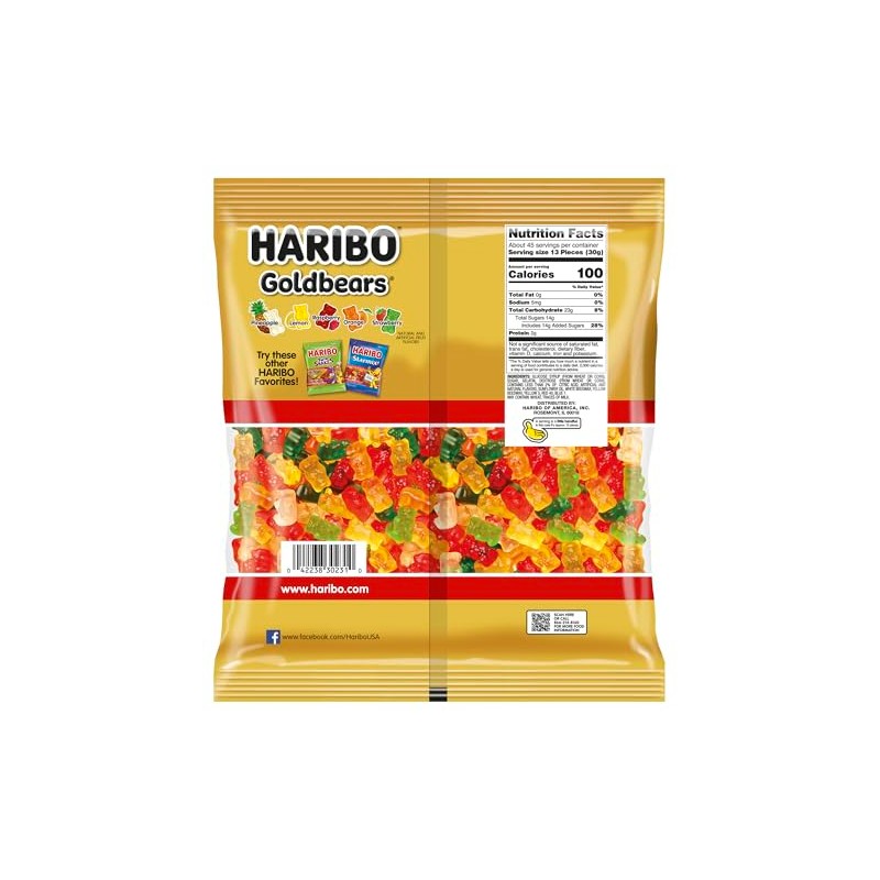 HARIBO Goldbears, Gummi Candy, 3 lb Bag, Assorted Flavors
