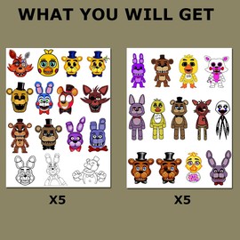 Herber Video Game Party Favor Temporary Tattoos for Five Nights at Freddy Birthday Party Decorations supplies for Kids (10 Sheet)