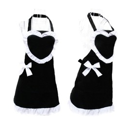 Hyzrz Hot Black Royal Waitress Cooking Chef Bib Aprons for Women Vintage Apron Heart Shape Patterns with Pockets Hyzrz