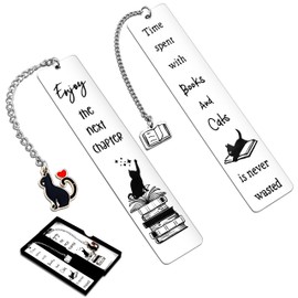 PLwelth 2Pcs Cat Bookmarks for Women Men Cute Bookmarks for Cat Lovers Students Teachers Inspirational Bookmarks for Reading Accessories Funny Bookmarks for Her Him Christmas Birthday Graduation Gifts
