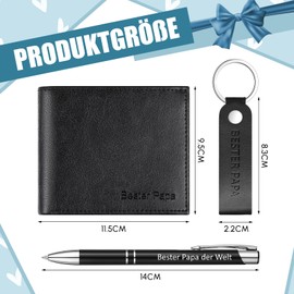 Clabby Papa Gift 1 Men's Wallet 1 Best Dad Keyring 1 Ballpoint Pen with Engraving Men's Wallet Leather Wallet for Men Birthday Christmas Gift Father's Day Gift, As shown in the picture