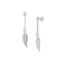 Vanbelle Rhodium Plated 925 Sterling Silver Dangling Faux-Feather Drop Earrings for Women Light weight and Handcrafted, Sterling Silver
