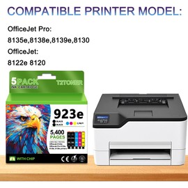 T2TONER 923XL 923e 923 Ink Cartridges (5 Pack with Chip)
