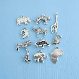 Unbranded Africa Charm Collection Antique Silver Tone 11 Different Charms - COL009