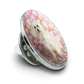 Maltese Puppy Dog Hearts Love Metal 0.75" Lapel Hat Pin Tie Tack Pinback