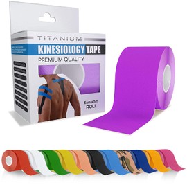 Titanium Sports Kinesiology Tape - 5m Roll of Elastic Water Resistant Tape for Support & Muscle Recovery - Quality Sports Tape (Purple)