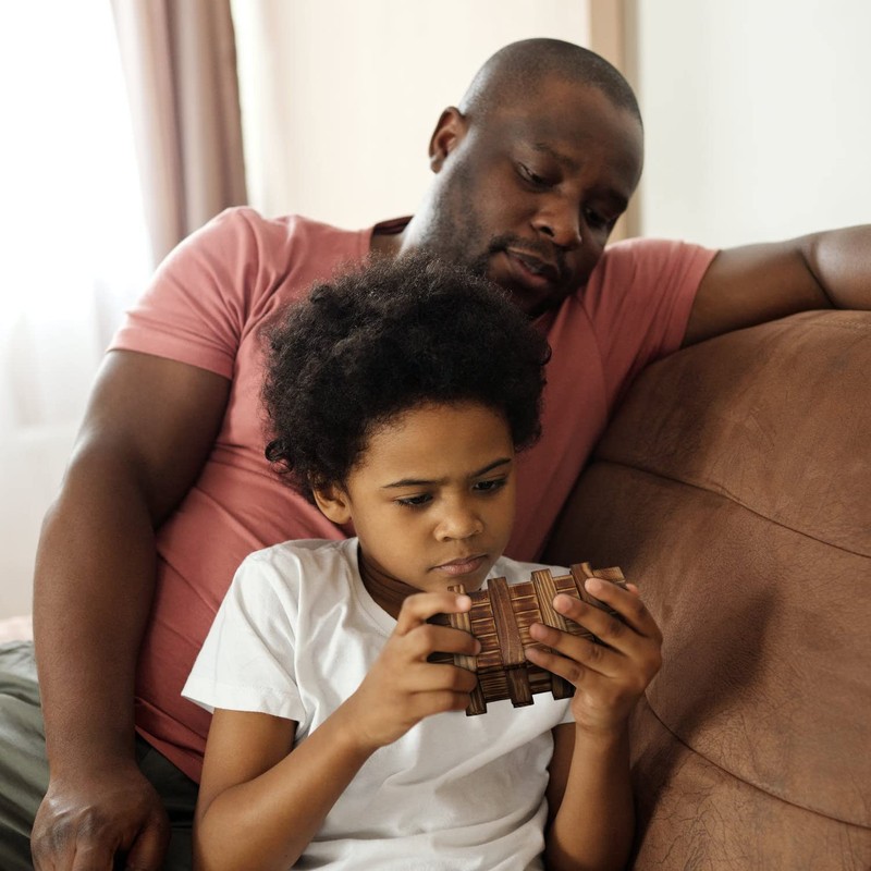 Puzzle Boxes with Secret Compartment, Wooden Magic Brain Teaser Toys