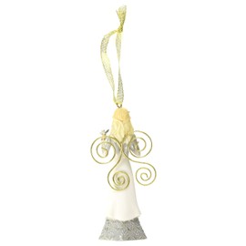 Pavilion Gift Company Forever in Our Hearts-4.5 Inch White & Gold in Memory Figurine 4.5" Angel Ornament Holding Butterflies, Tall, Gold