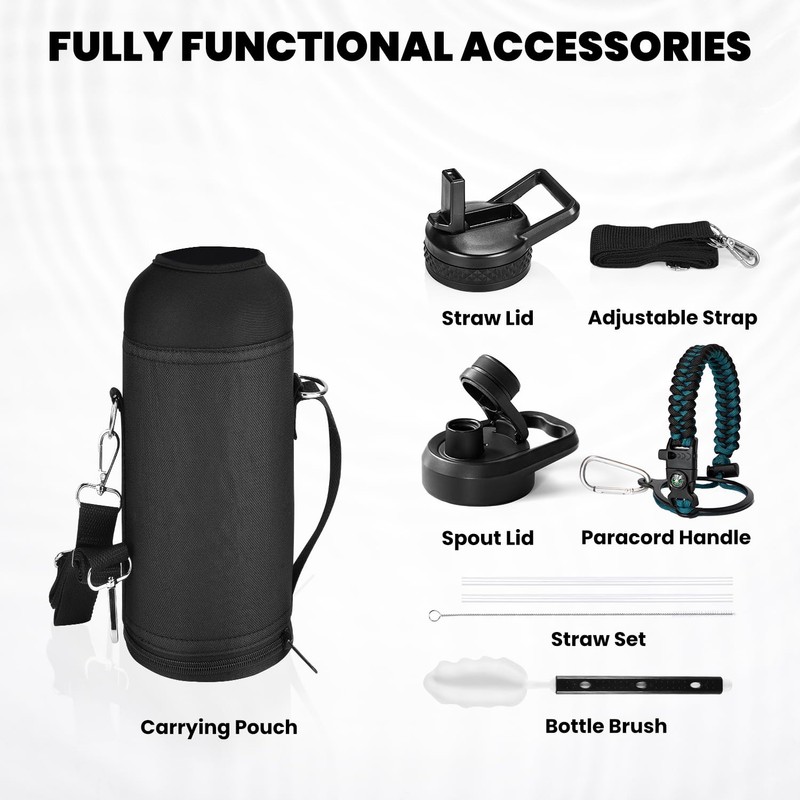 RAYMYLO Insulated Water Bottle 40 oz, Triple Wall Vacuum Stainless