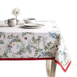 Maison d' Hermine Holly Time 100% Cotton Tablecloth Kitchen Dining Table Cloth for Rectangle Tables Farmhouse Tabletop Cover for Parties, Wedding Thanksgiving/Christmas (140cm x 230cm)