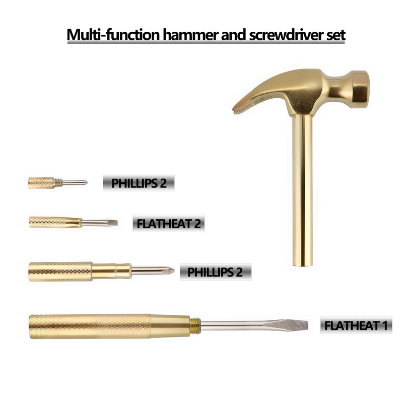 LANDIBO 6-in-1 Multi-Tool Camping Hammer Set with Slotted/Flat Head Phillips