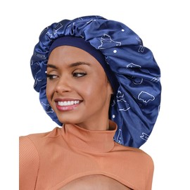 Silk Cap for Sleeping Silk Satin Cap Sleep Cap Sleep Cap for Curly Hair, Shine Blue