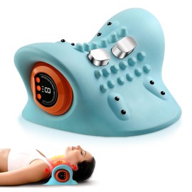 Nackenmassagegerät Kabellos, Elektrische Nackenmassagegerät mit Wärme, Nackenstrecker zur Entspannung von Nacken und Schultern, 3 Modi 6 Einstellbare Frequenzen