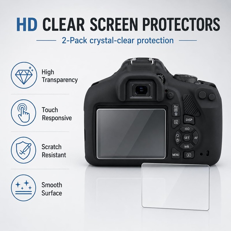 Seltureone Case for Canon EOS Rebel T7/T6 with 2-Pack Screen