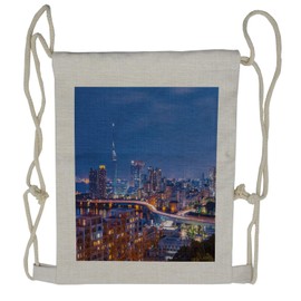 Lunarable Urban Drawstring Backpack, Twilight Hakata Fukuoka Japan, Sackpack Bag